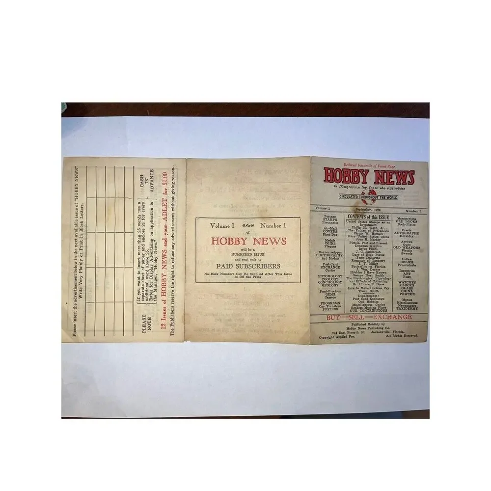 Antique Advertisement For Magazine 1926 Hobby News Sales W Front Page Sample SEE